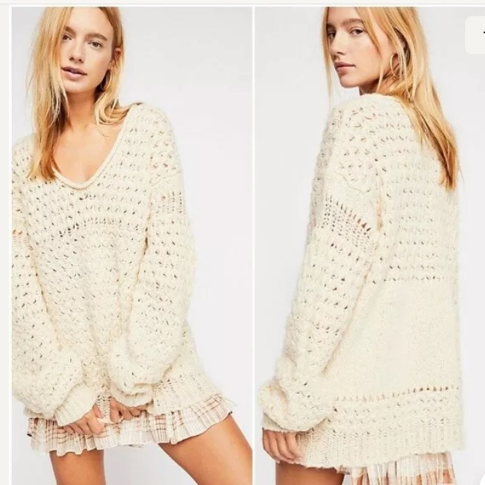 FREE PEOPLE Crashing Waves Sweater Ivory NWOT Sz S